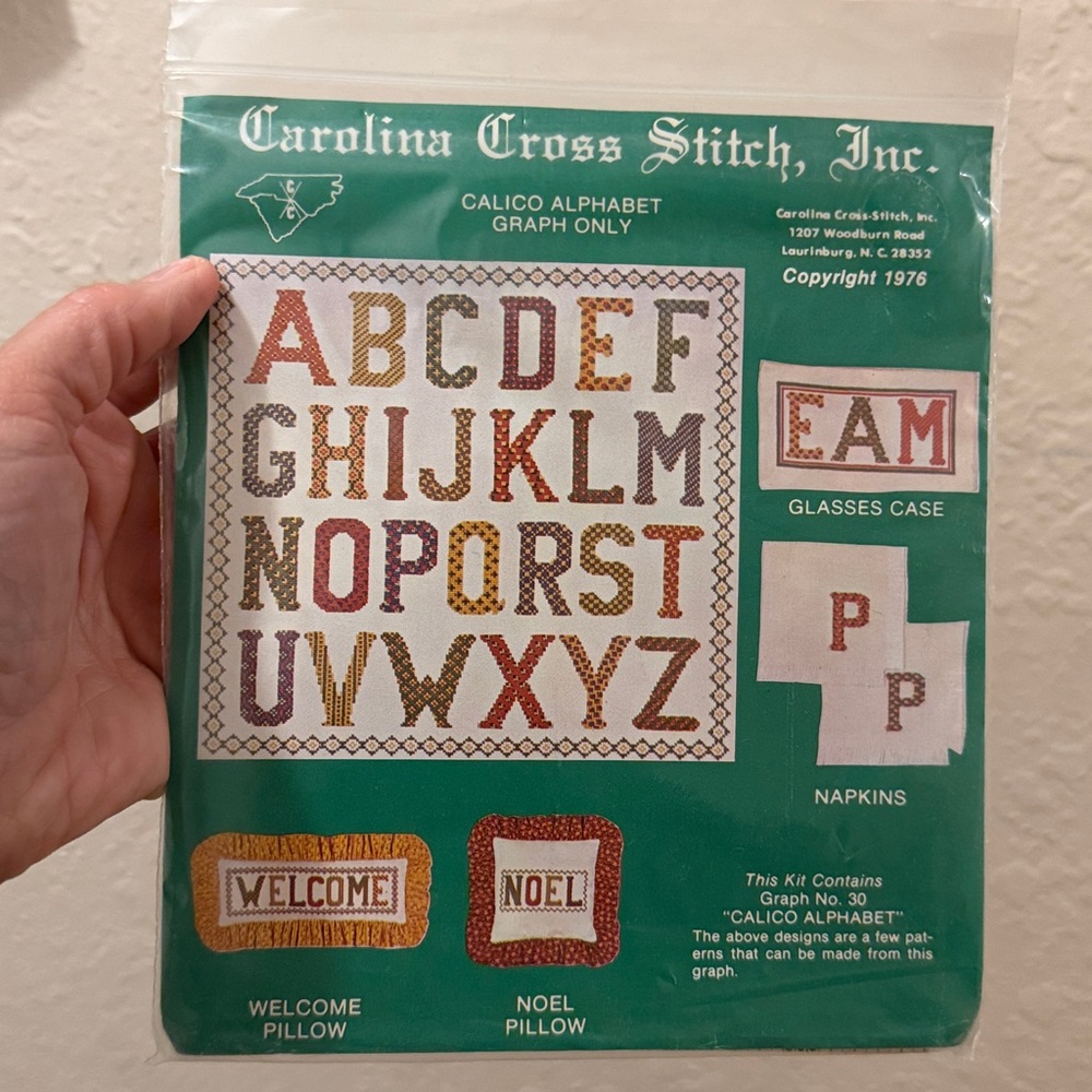 Vintage Alphabet Carolina Cross Stitch Pattern New Deadstock
